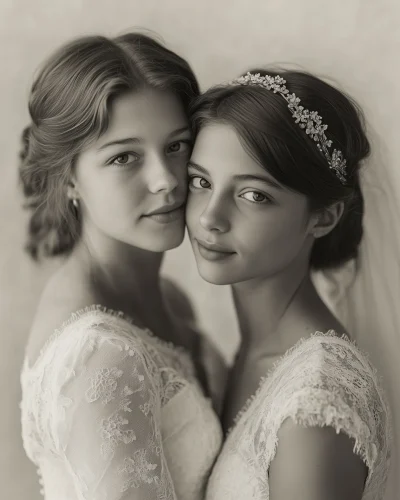 Sisters in Wedding Attire