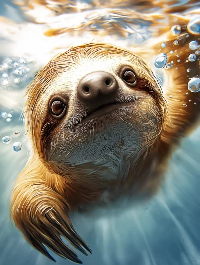 Happy Sloth Swimming