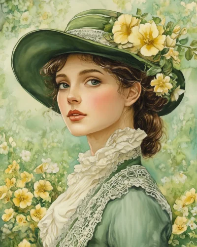 Victorian Woman in Garden