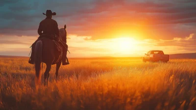 Modern Cowboy at Sunset