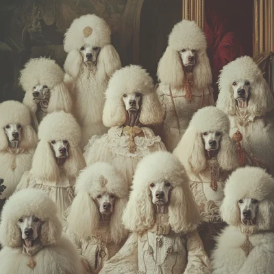 Poodles in Vintage Fashion