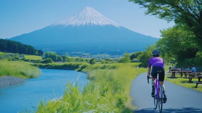 Cyclist on a Lush Path