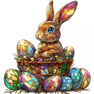 Colorful Stained Glass Easter Bunny