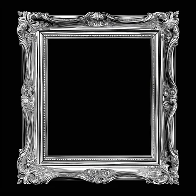 Empty Black and White Picture Frame