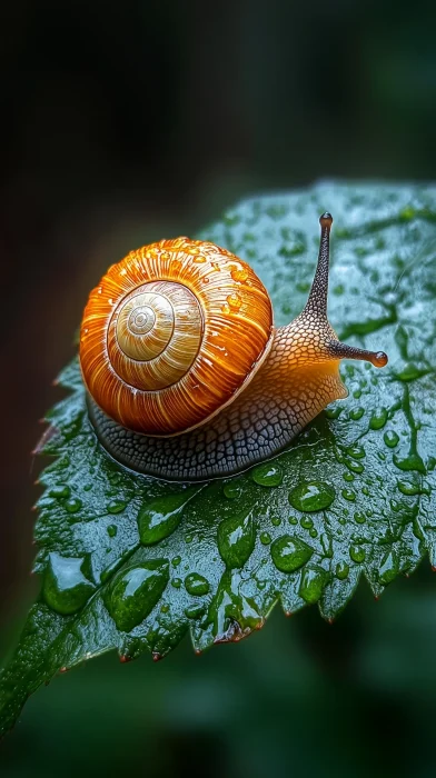 Giant Snail on Leaf