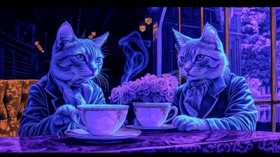 Elegant Cats at Night