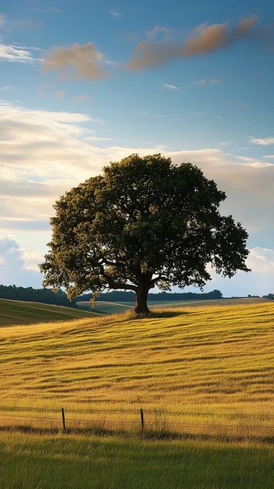 Lonely Oak in a Rolling Field