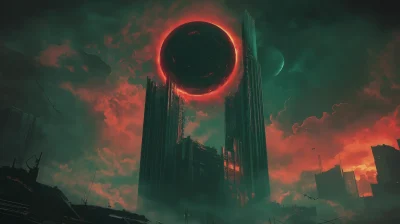 Futuristic Skyscraper Under Eclipse