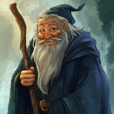 Happy Elderly Giant Wizard