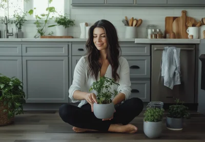 Joyful Gardening in Modern Kitchen