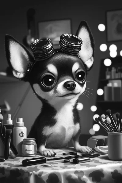 Chihuahua at the Dressing Table