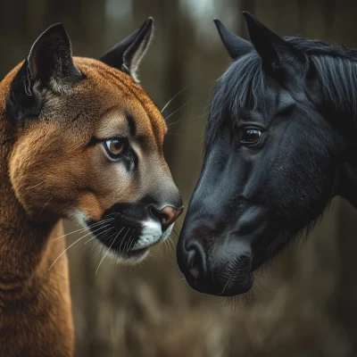 Cougar and Horse Friendship