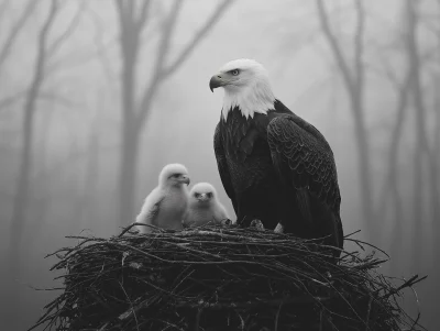 Bald Eagle Feeding Its Young