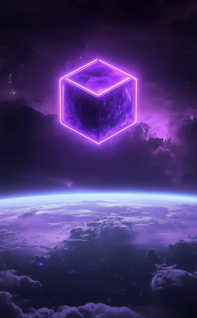 Neon Hexagon Above Earth