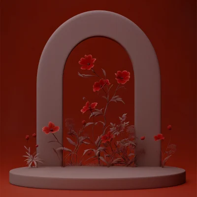 Minimalist Podium with Floral Arch