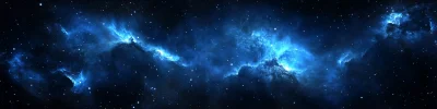 Glowing Blue Nebulae in Space