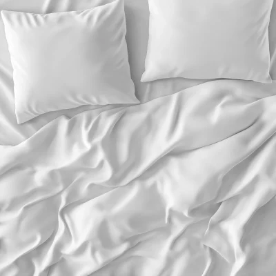 Close-up of White Cotton Bedsheets