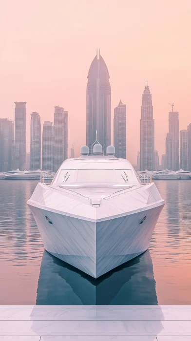 Luxury Speedboat Statue in Dubai Marina