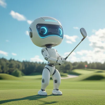 Futuristic Robot Golfer