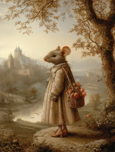 Elegant Mouse in Knitted Clothing