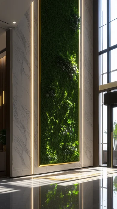 Lush Moss Wall in Luxury Hotel Lobby