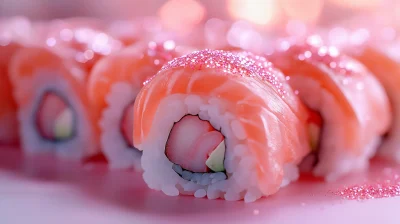 Glittery Pink Sushi Rolls