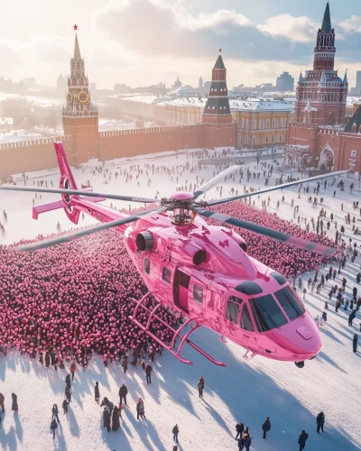 Helicopter and Roses in Moscow