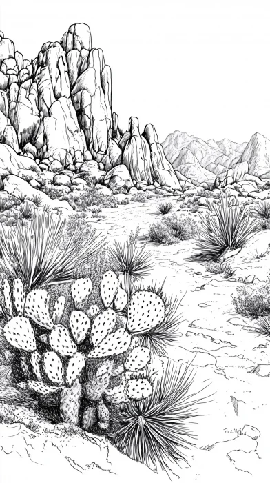 Joshua Tree Line Drawing