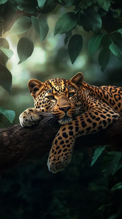 Leopard Resting on Branch