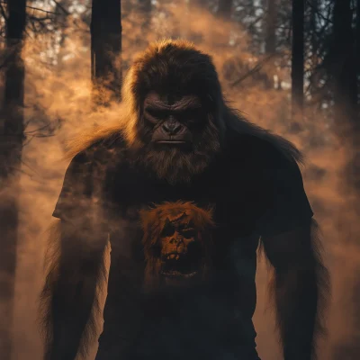 Bigfoot in the Foggy Forest