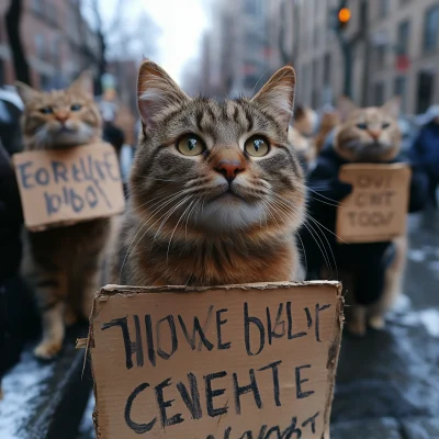 Cat Protest for Better Treats