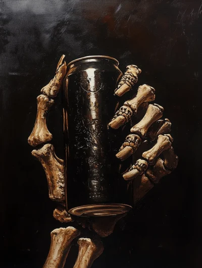 Skeleton Hand with Beer Can