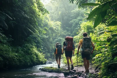 Friends Hiking in the Jungle