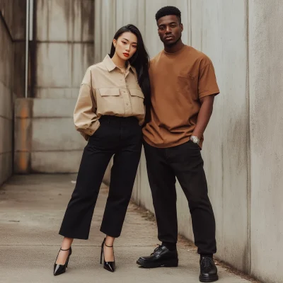 Stylish Young Couple in Industrial Setting