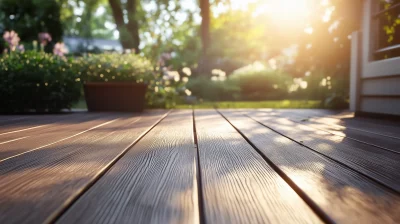 Wooden Composite Deck in Morning Light