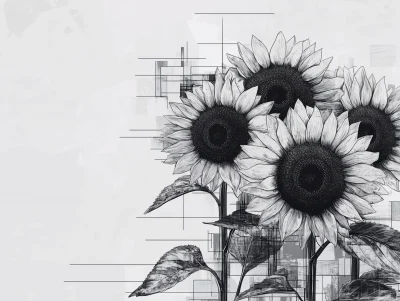 Monochrome Sunflowers