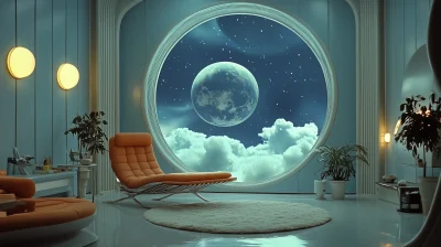 Futuristic Living Room in Space