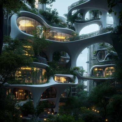 Futuristic Metropolis Surrounded by Nature