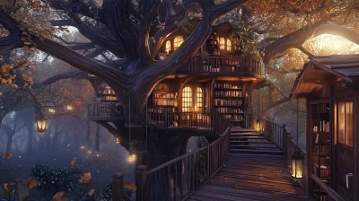 Cozy Treehouse Library