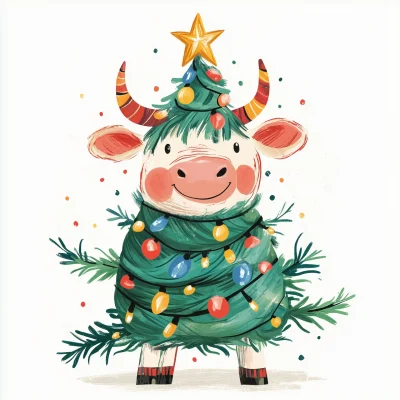 Whimsical Christmas Cow