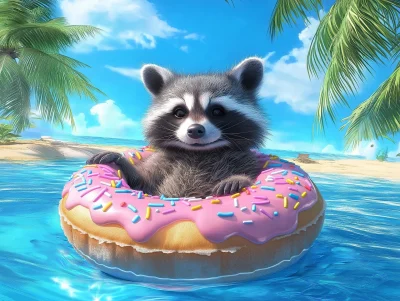 Raccoon in a Donut