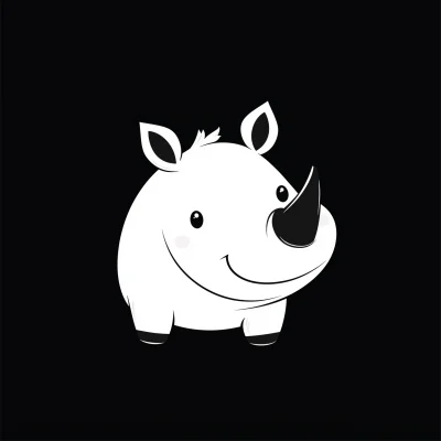 Cute Baby Rhino Illustration