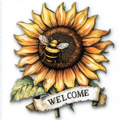 Metal Sunflower with Bee