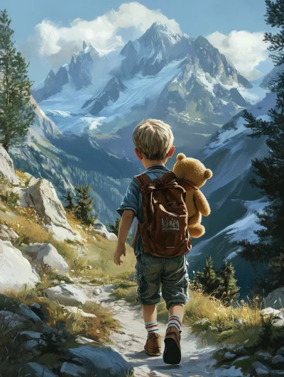 Boy on Mountain Trail