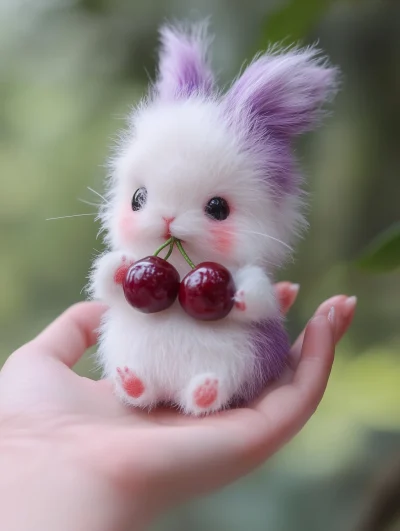 Cute Rabbit with Cherries