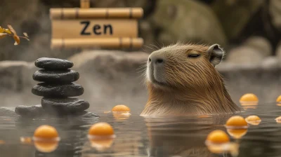 Capybara in Hot Spring