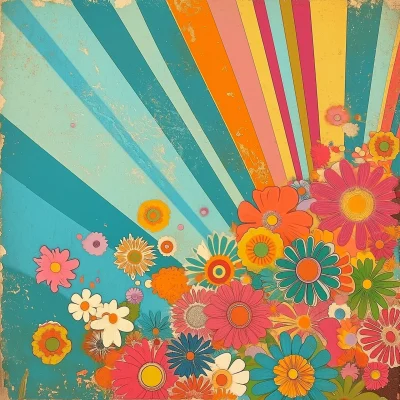 Retro 70s Flower Power Background