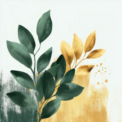 Minimalist Modern Green and Gold Foliage