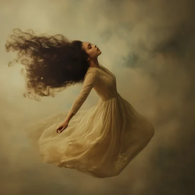 Ethereal Woman in Flight