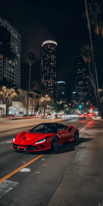 Red Ferrari at Night